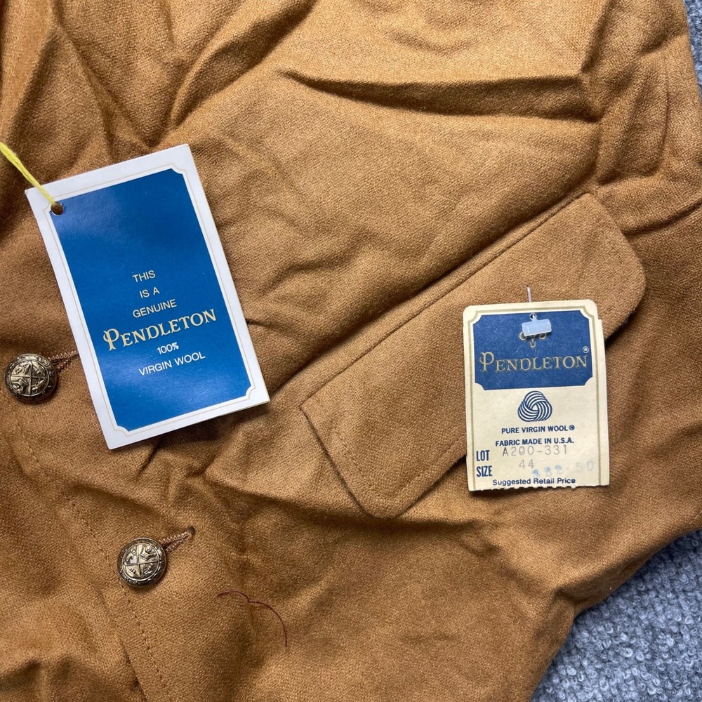Pendleton Vintage Wool Vest Mens 44 Tan Mustard Button Front USA A200-331 - Picture 2 of 7